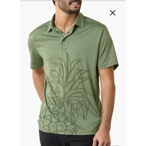Tommy Bahama Pina Grande Palm Stripe Recycled Polyester Green Polo sz medium